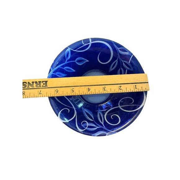 Arcoroc France Salad Bowls Tempered Glass Cobalt Blue Vines Leaves 6.5” Set 8 - Picture 8 of 10